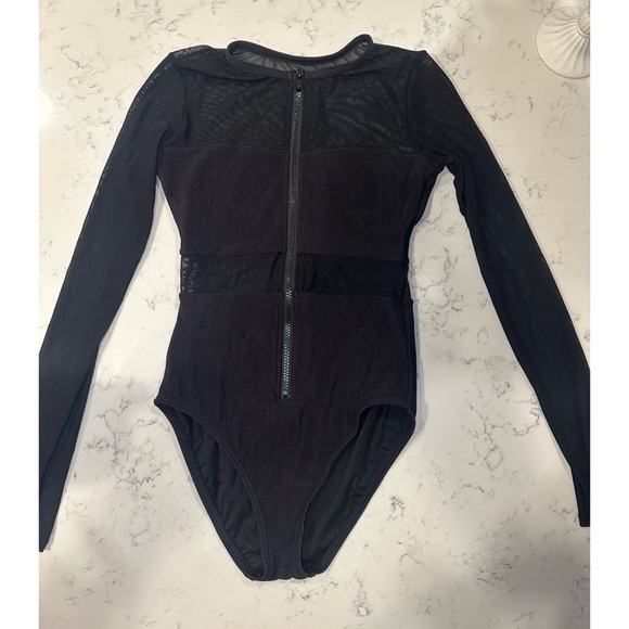 Michael Kors Stretch Nylon Zip-Up Swimsuit - Size 4 (Small) - Picture 10 of 13